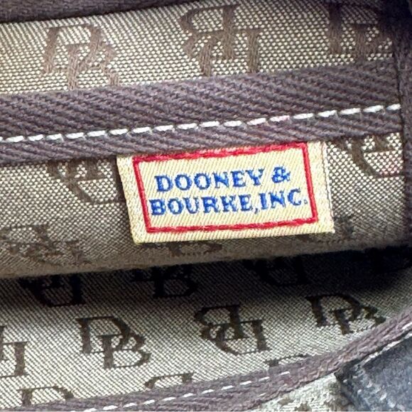 VTG Dooney & Bourke Brown Tan Logo Monogram Tote Satchel Canvas Leather Purse - Picture 8 of 9